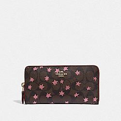 ACCORDION ZIP WALLET IN SIGNATURE CANVAS WITH POP STAR PRINT - COACH F39085 - BROWN MULTI/LIGHT GOLD