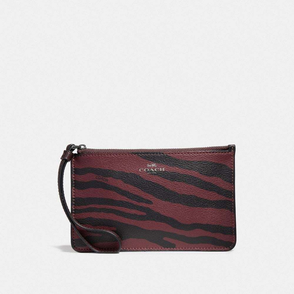 COACH F39094 - SMALL WRISTLET WITH TIGER PRINT DARK RED/BLACK ANTIQUE NICKEL