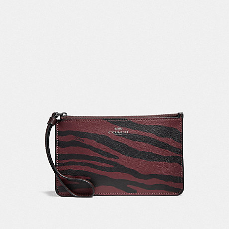COACH F39094 SMALL WRISTLET WITH TIGER PRINT DARK-RED/BLACK-ANTIQUE-NICKEL