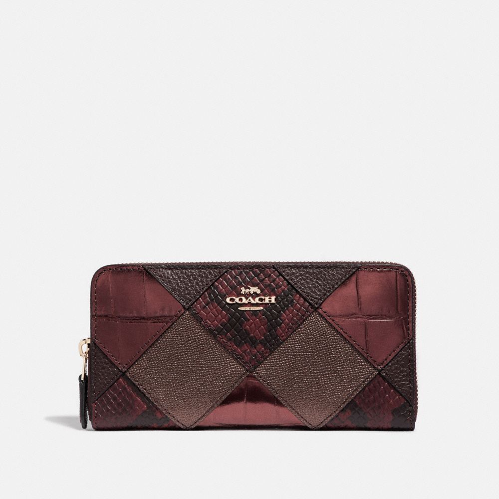 ACCORDION ZIP WALLET WITH PATCHWORK - COACH F39096 - OXBLOOD MULTI/LIGHT GOLD