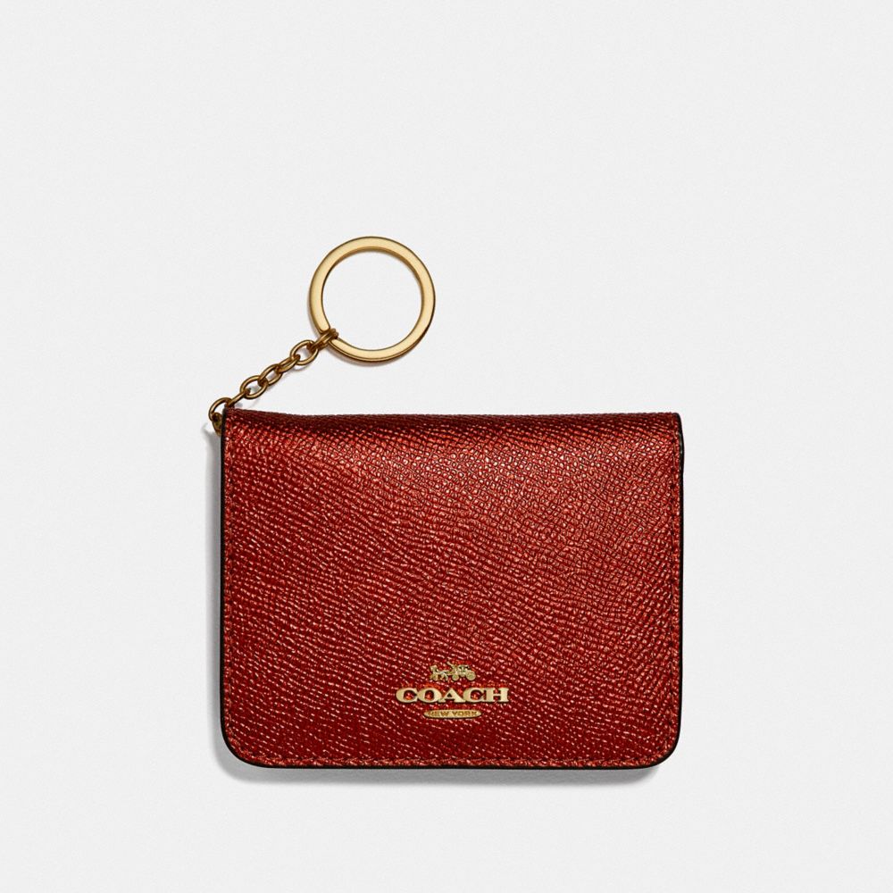 COACH F39105 - BIFOLD CARD CASE METALLIC CURRANT/LIGHT GOLD