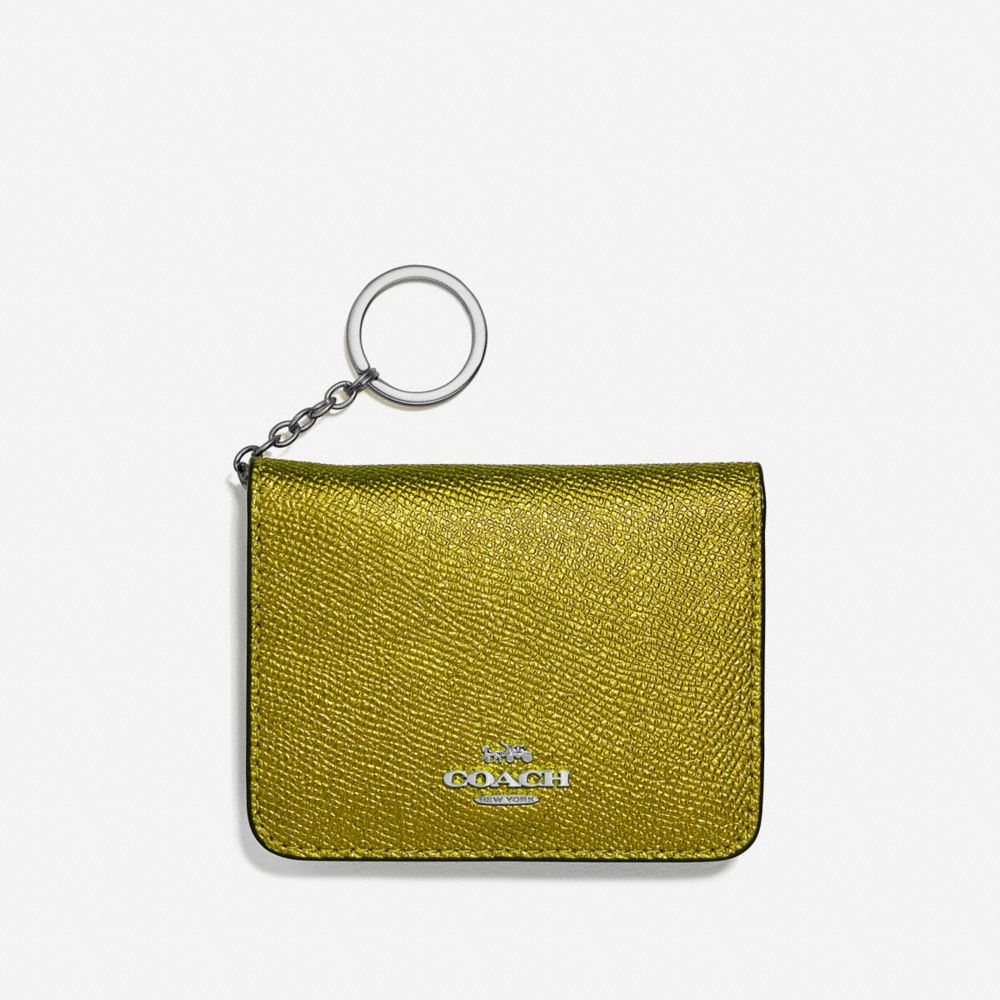 COACH F39105 Bifold Card Case METALLIC YELLOW/SILVER