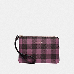 CORNER ZIP WRISTLET WITH GINGHAM PRINT - PRIMROSE/MULTI/LIGHT GOLD - COACH F39109