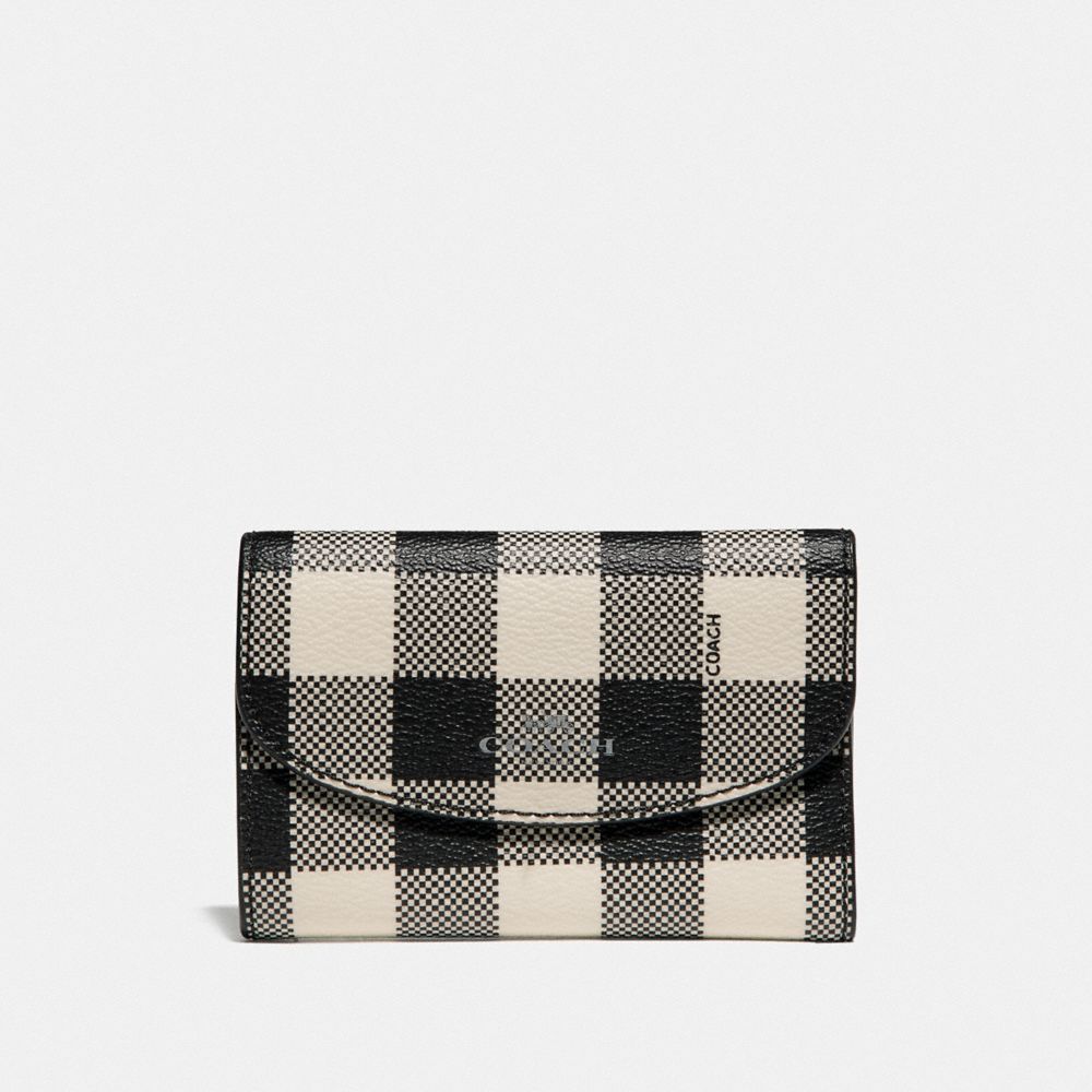 KEY CASE WITH GINGHAM PRINT - BLACK/MULTI/SILVER - COACH F39111