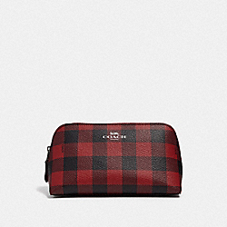 COSMETIC CASE 17 WITH GINGHAM PRINT - RUBY MULTI/BLACK ANTIQUE NICKEL - COACH F39113