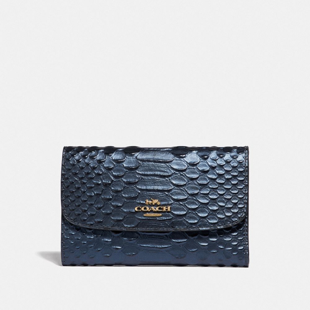 MEDIUM ENVELOPE WALLET - F39114 - METALLIC DENIM/LIGHT GOLD