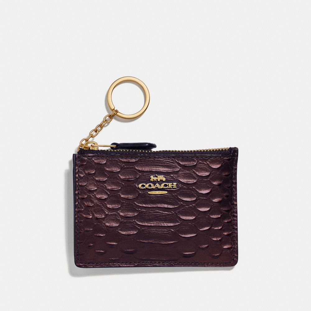 MINI SKINNY ID CASE - COACH F39117 - OXBLOOD 1/LIGHT GOLD