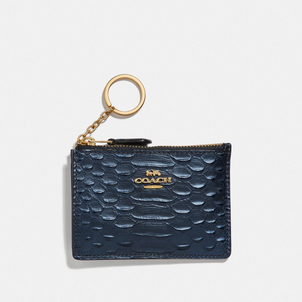 COACH F39117 Mini Skinny Id Case METALLIC DENIM/LIGHT GOLD