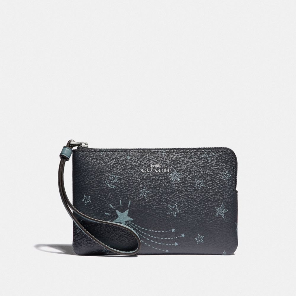 CORNER ZIP WRISTLET WITH SHOOTING STARS PRINT - NAVY/CLOUD MULTI/SILVER - COACH F39120