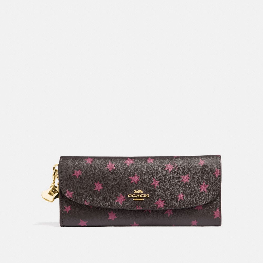 COACH F39133 - BOXED SOFT WALLET WITH STAR PRINT AND CHARMS BLACK/MULTI/LIGHT GOLD