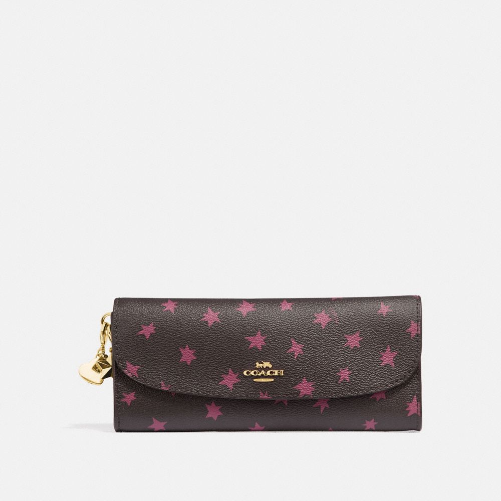 COACH F39133 BOXED SOFT WALLET WITH STAR PRINT AND CHARMS BLACK/MULTI/LIGHT GOLD