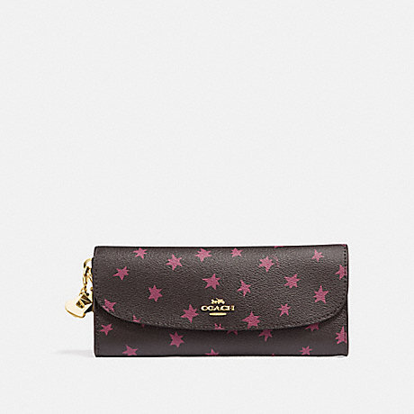 COACH F39133 BOXED SOFT WALLET WITH STAR PRINT AND CHARMS BLACK/MULTI/LIGHT GOLD