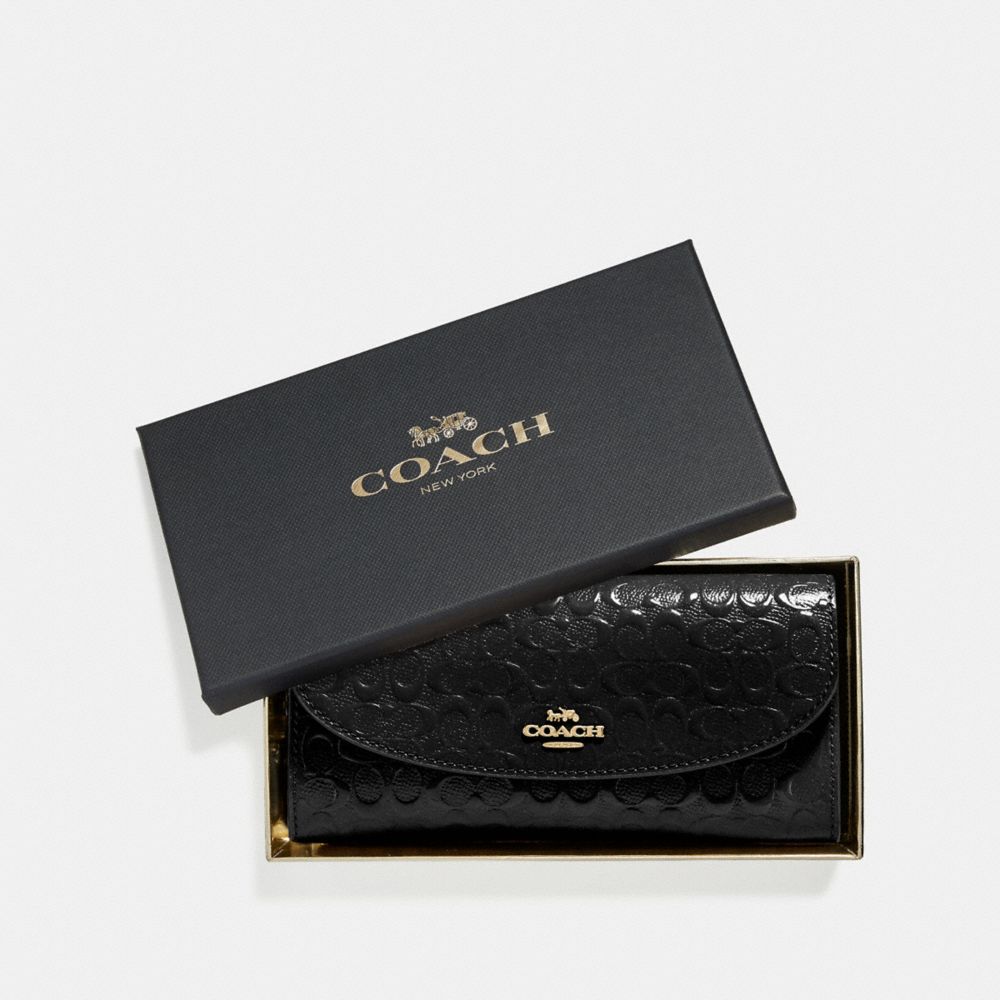 COACH F39134 BOXED SLIM ENVELOPE WALLET IN SIGNATURE LEATHER BLACK/LIGHT GOLD