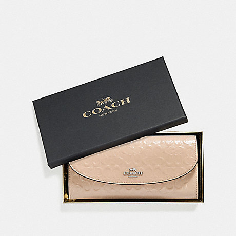 COACH BOXED SLIM ENVELOPE WALLET IN SIGNATURE LEATHER - PLATINUM/SILVER - F39134