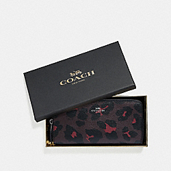 COACH F39135 Boxed Slim Accordion Zip Wallet With Leopard Print OXBLOOD MULTI/BLACK ANTIQUE NICKEL
