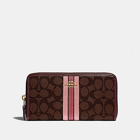 COACH F39139 ACCORDION ZIP WALLET IN SIGNATURE JACQUARD WITH STRIPE BROWN MULTI/IMITATION GOLD