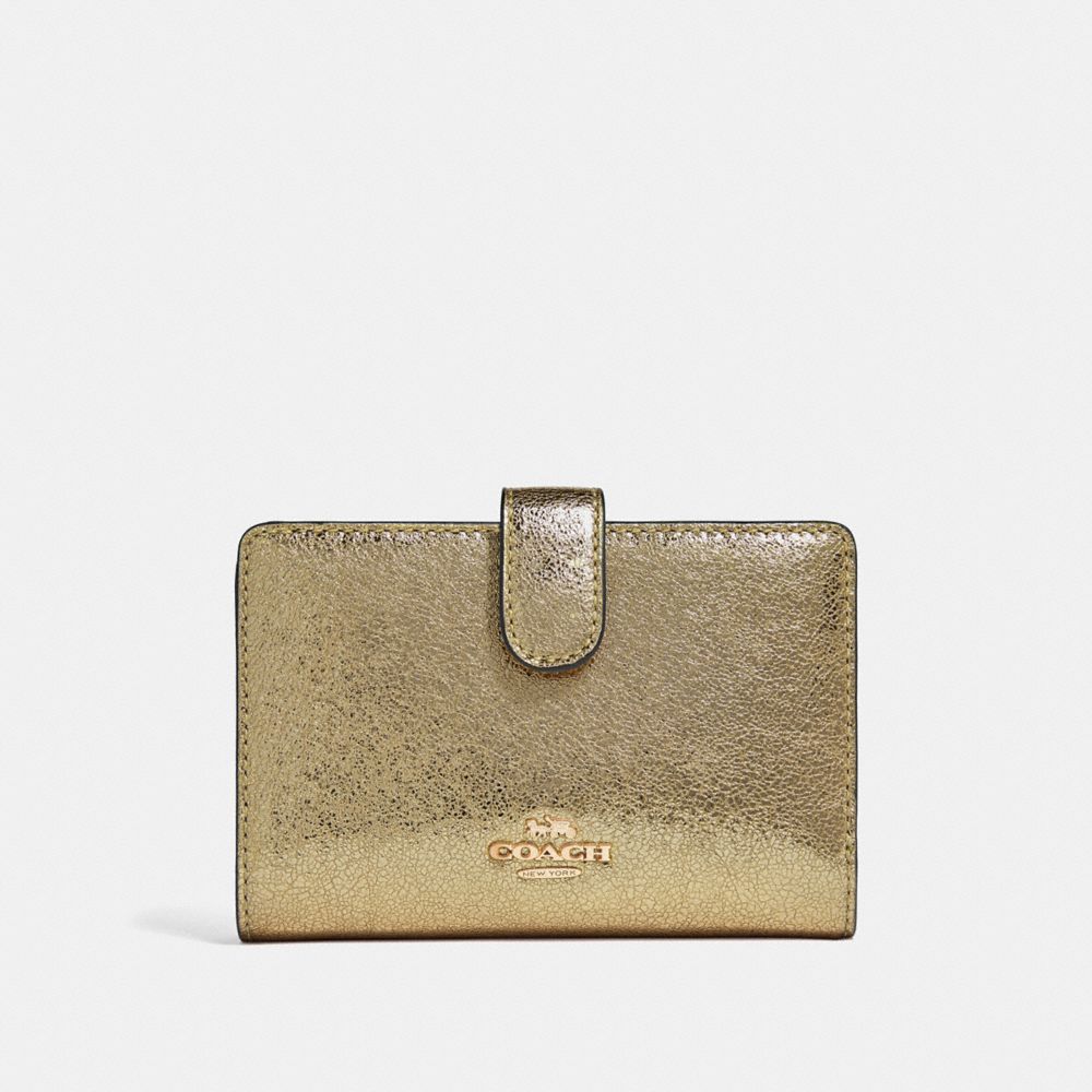 COACH MEDIUM CORNER ZIP WALLET - WHITE GOLD/LIGHT GOLD - F39144