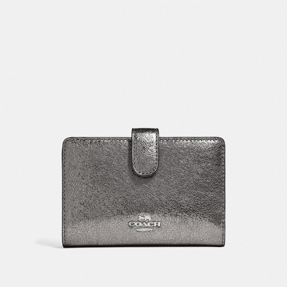 COACH F39144 Medium Corner Zip Wallet GUNMETAL/SILVER