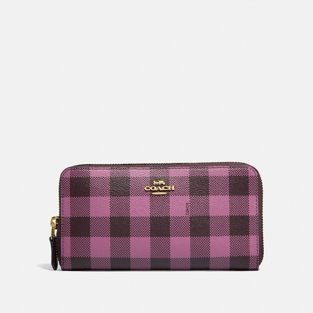ACCORDION ZIP WALLET WITH GINGHAM PRINT - COACH F39145 - PRIMROSE/MULTI/LIGHT GOLD