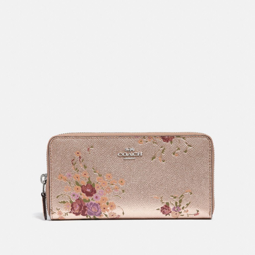 COACH Zippy Wallet with Pop Up Pouch in Floral Print Leather