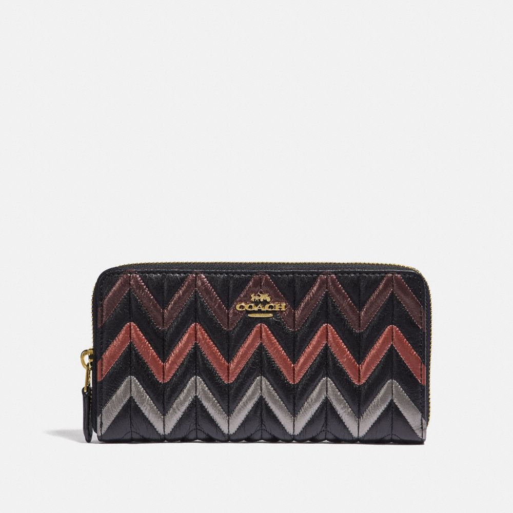 COACH F39163 ACCORDION ZIP WALLET WITH QUILTING BLACK/MULTI/LIGHT GOLD