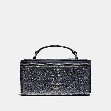 COACH VANITY CASE IN SIGNATURE LEATHER - CHARCOAL/BLACK ANTIQUE NICKEL - F39166