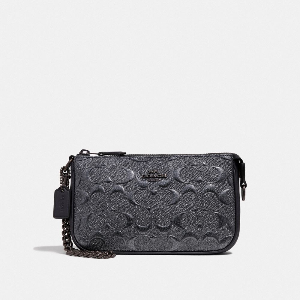 COACH F39169 - LARGE WRISTLET 19 IN SIGNATURE LEATHER - CHARCOAL/BLACK ...