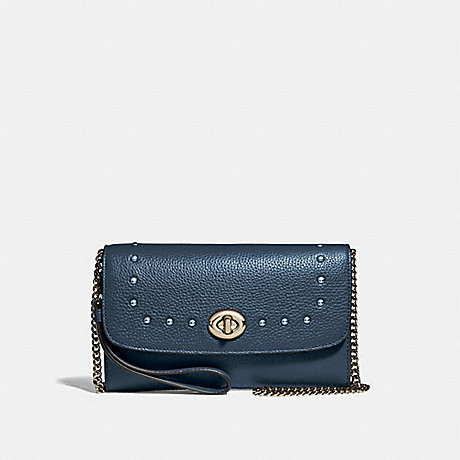 COACH CHAIN CROSSBODY WITH LACQUER RIVETS - DENIM/LIGHT GOLD - F39175