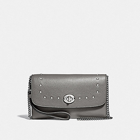 COACH F39175 CHAIN CROSSBODY WITH LACQUER RIVETS HEATHER-GREY/SILVER