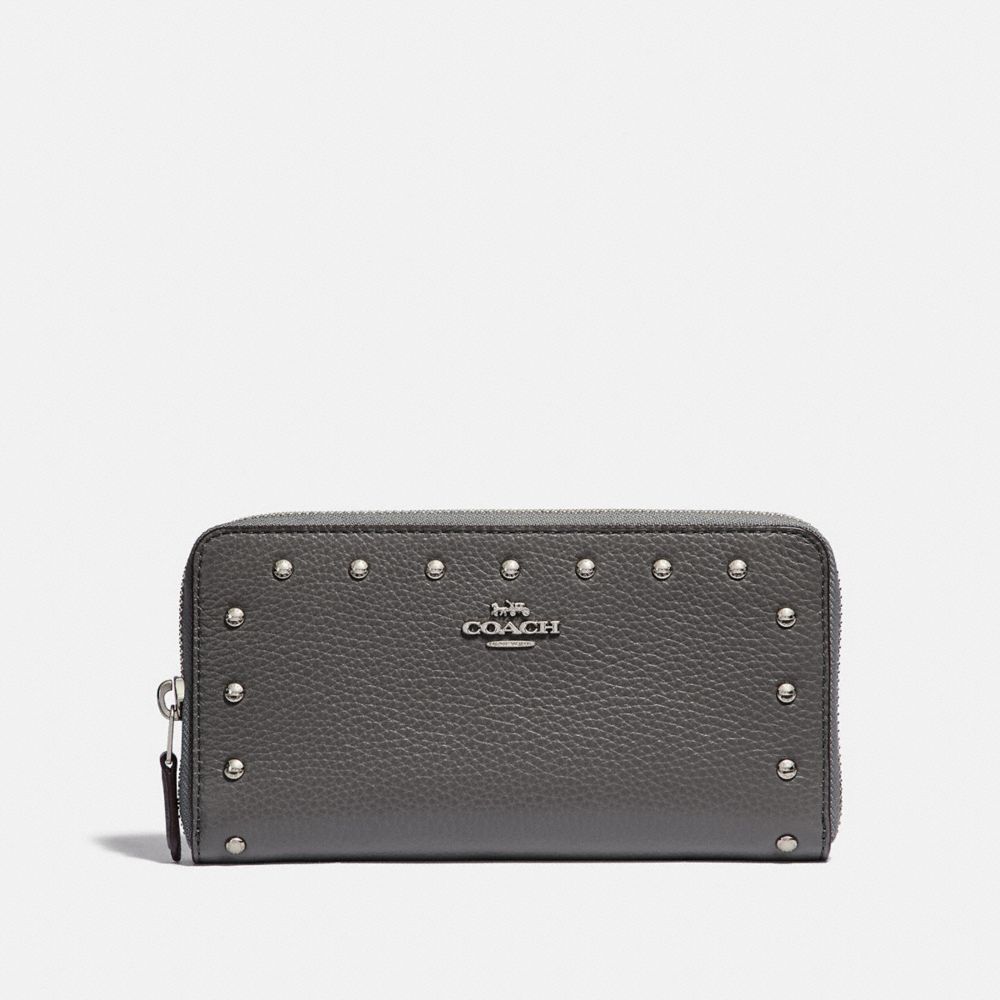ACCORDION ZIP WALLET WITH LACQUER RIVETS - HEATHER GREY/SILVER - COACH F39179