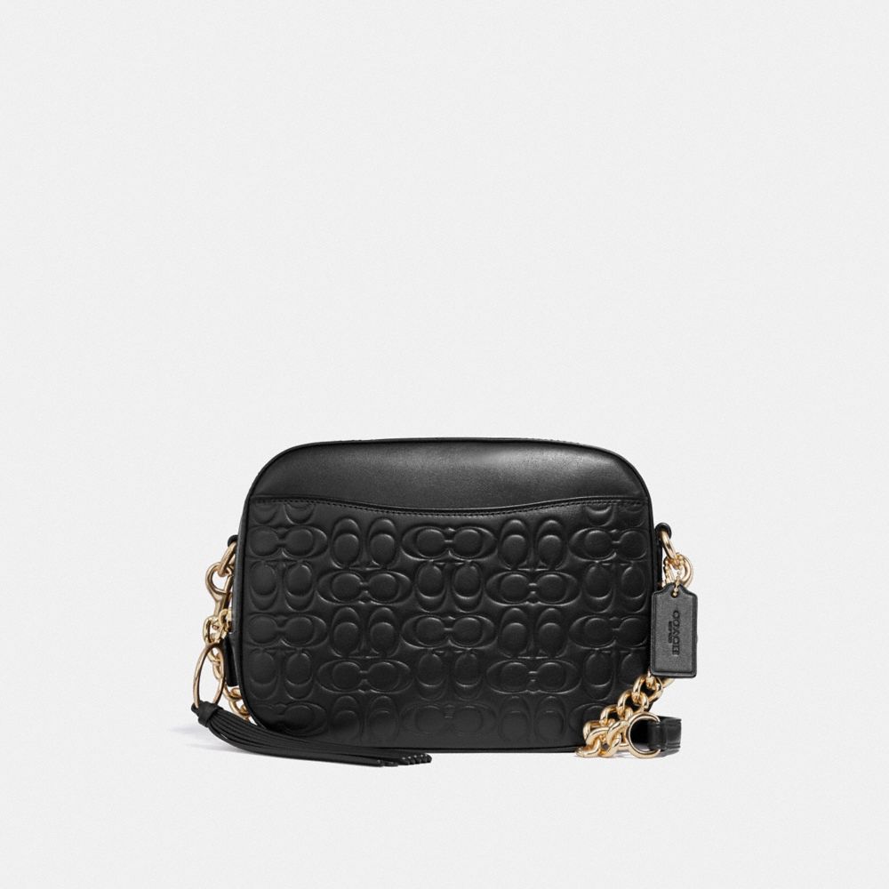 COACH F39184 - CAMERA BAG IN SIGNATURE LEATHER GD/BLACK