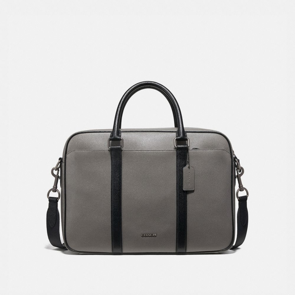 COACH PERRY SLIM BRIEF IN COLORBLOCK - HEATHER GREY/BLACK ANTIQUE NICKEL - F39209