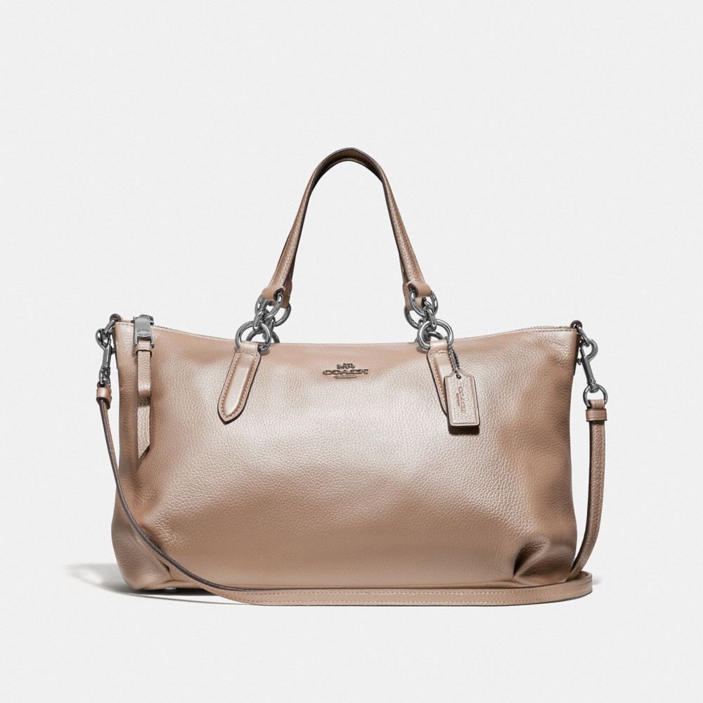 ALLY SATCHEL - F39216 - PLATINUM/SILVER