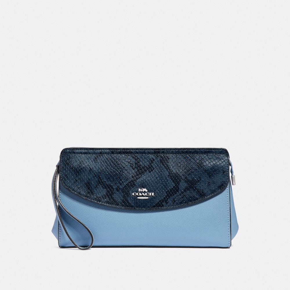 COACH F39219 Flap Clutch CORNFLOWER/MIDNIGHT/SILVER