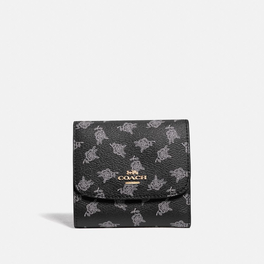 SMALL WALLET WITH CALICO PEONY PRINT - BLACK/MULTI/LIGHT GOLD - COACH F39224