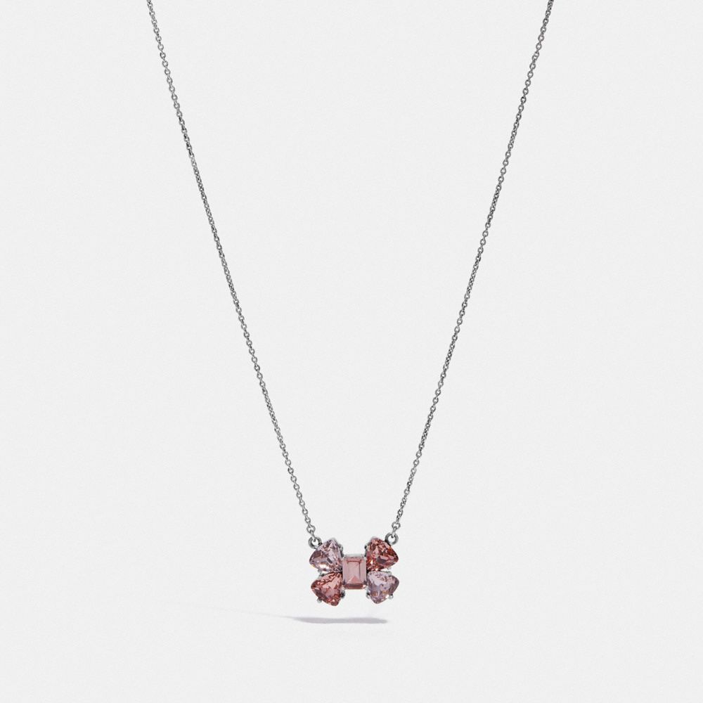 COACH F39259 Crystal Bow Necklace SV/PEACH