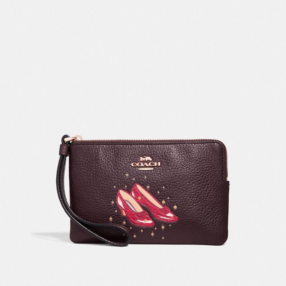 COACH F39269 CORNER ZIP WRISTLET WITH RUBY SLIPPERS OXBLOOD-1/LIGHT-GOLD