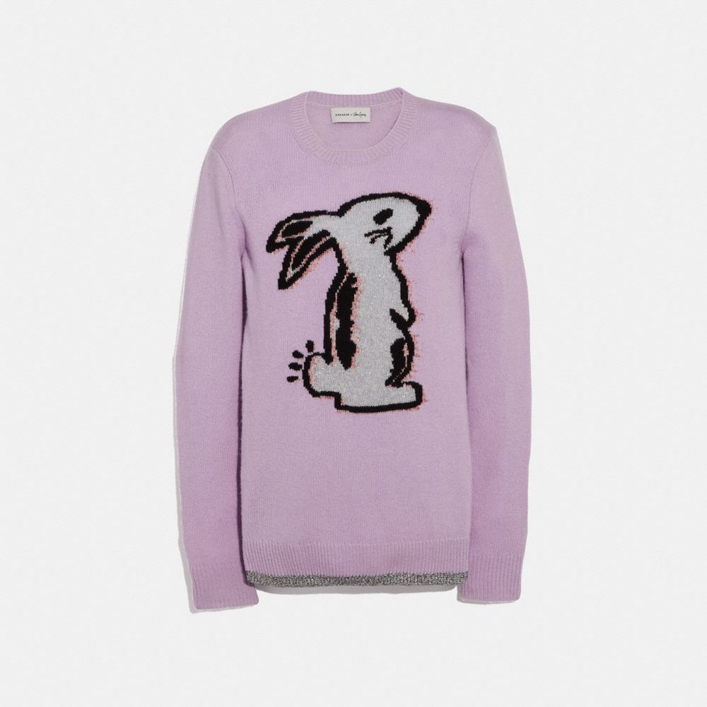 SELENA BUNNY INTARSIA SWEATER - LILAC - COACH F39276