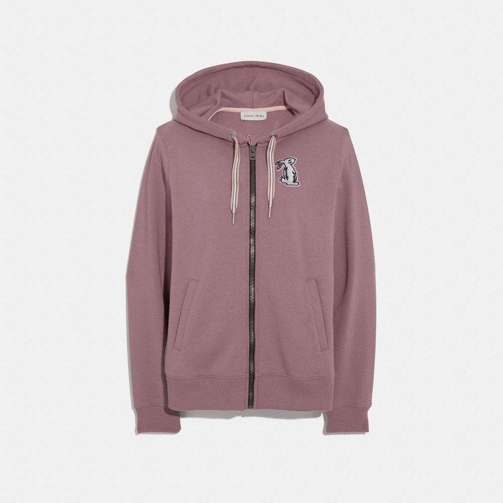 COACH SELENA BUNNY HOODIE - DARK LILAC - F39277