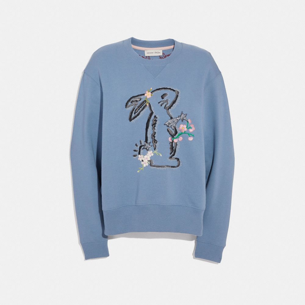 COACH F39278 SELENA BUNNY SWEATSHIRT DUSTY BLUE