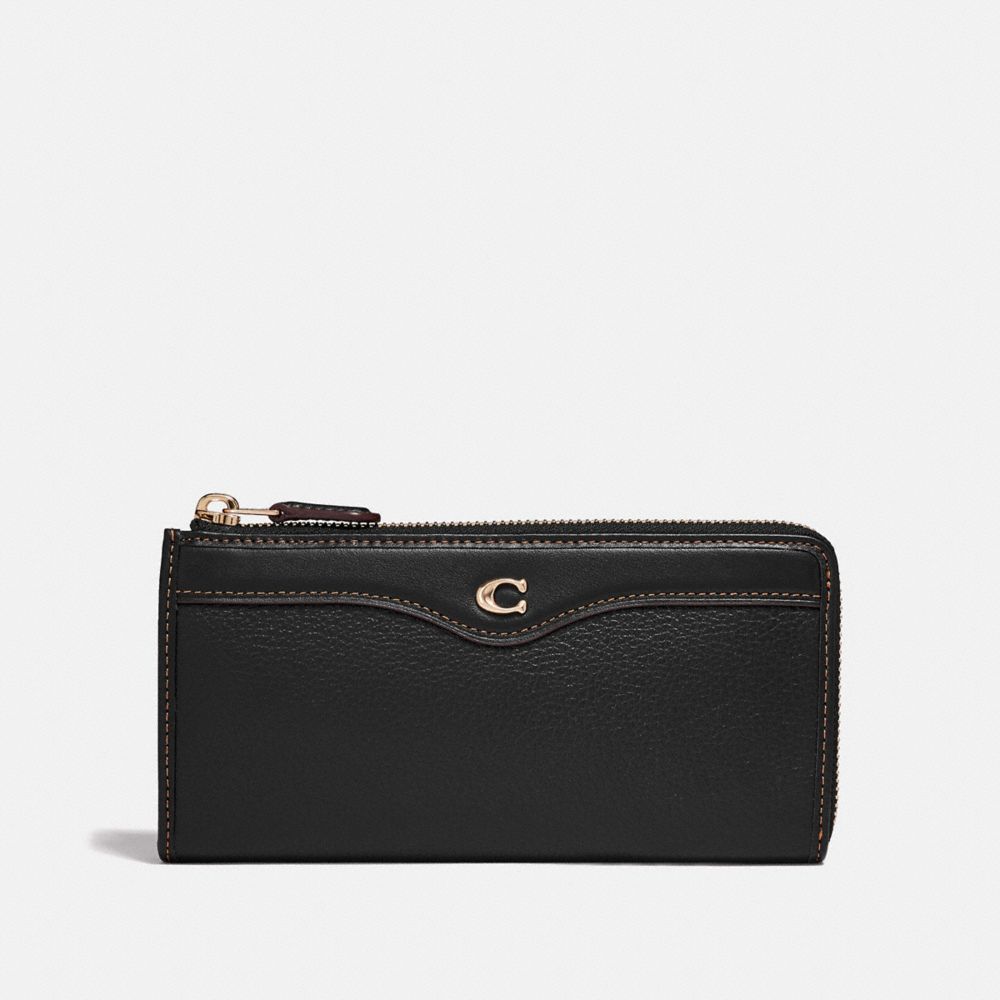 L-ZIP WALLET - COACH F39310 - BLACK/LIGHT GOLD