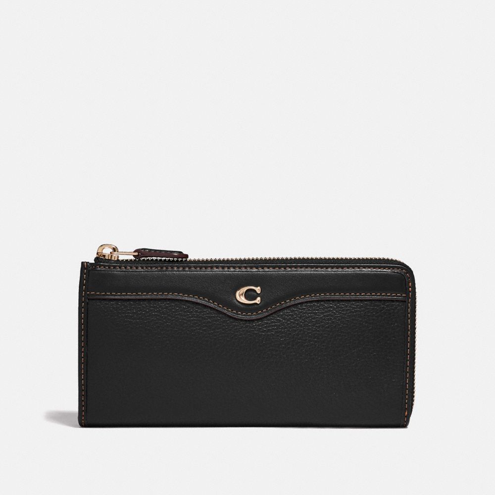 COACH F39310 L-ZIP WALLET BLACK/LIGHT-GOLD