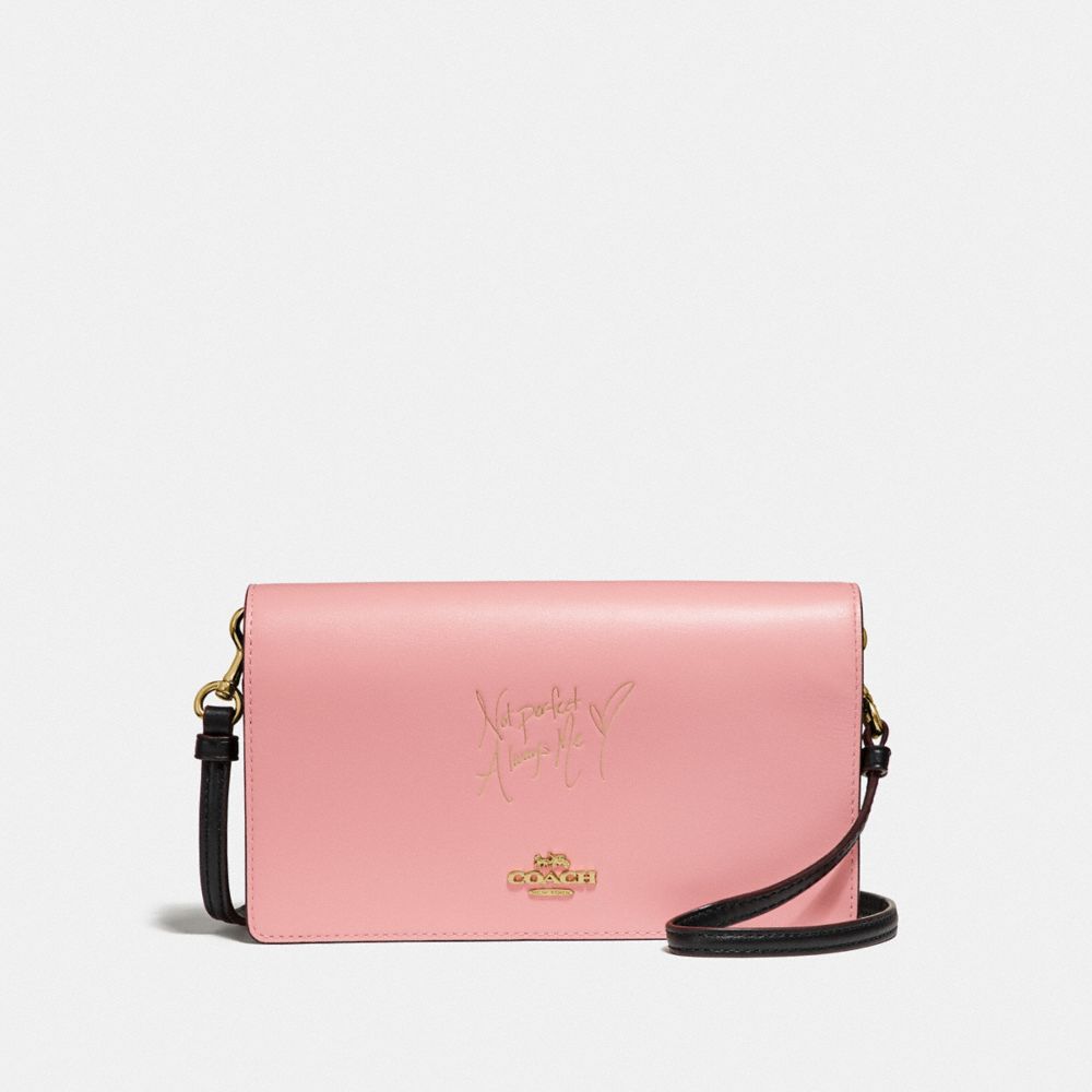 COACH F39312 Selena Hayden Foldover Crossbody Clutch In Colorblock PEONY/GOLD