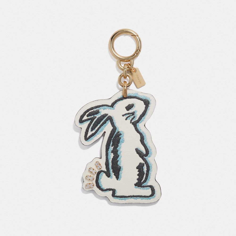 COACH SELENA BUNNY BAG CHARM - CHALK/DARK GUNMETAL - F39320