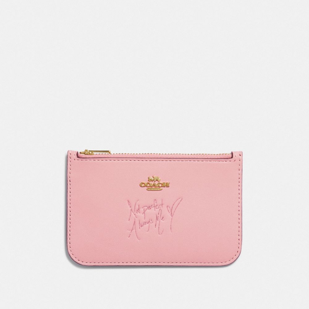 COACH SELENA ZIP CARD CASE IN COLORBLOCK - PEONY MULTI/GOLD - F39321