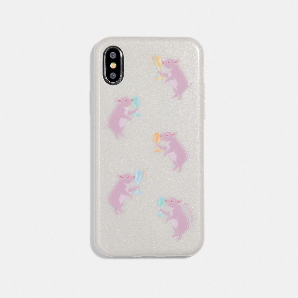COACH IPHONE X/XS CASE WITH PARTY PIG PRINT - CHALK - F39344