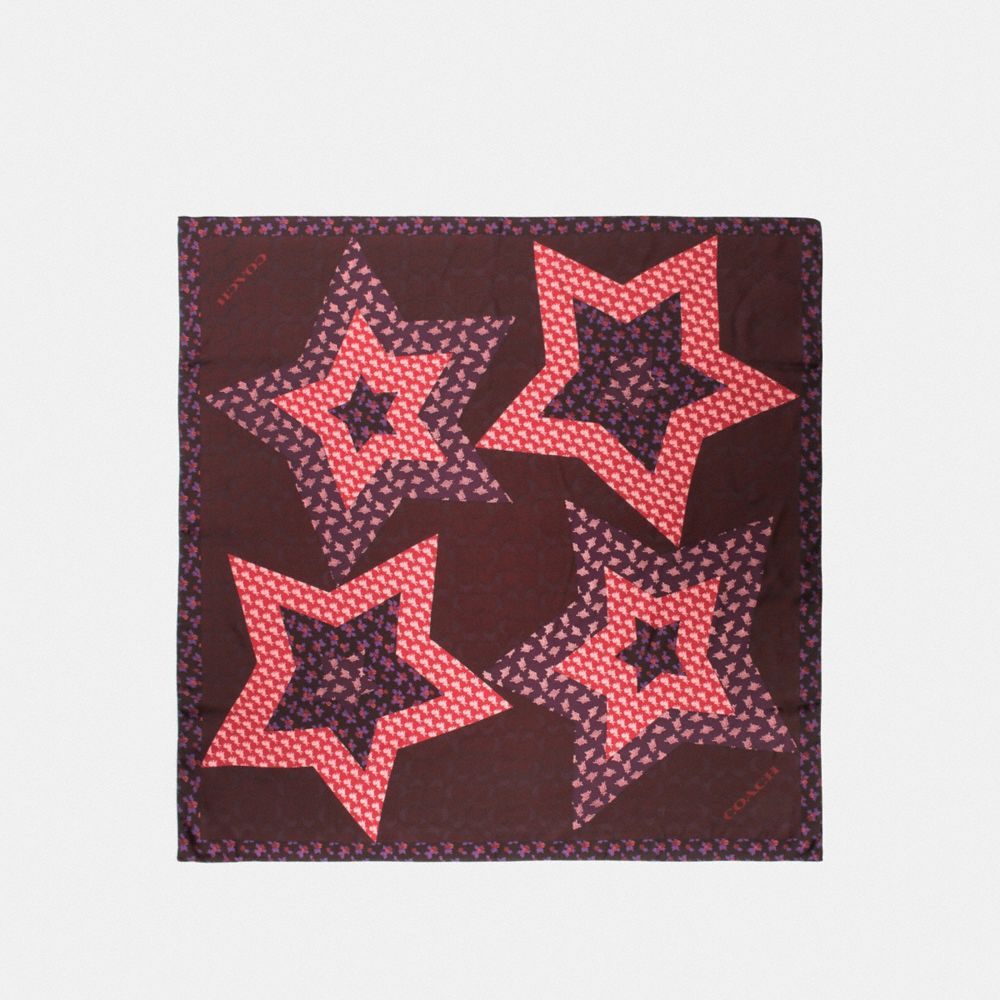 SIGNATURE LUCKY STAR PATCHWORK SILK SQUARE - OXBLOOD - COACH F39391
