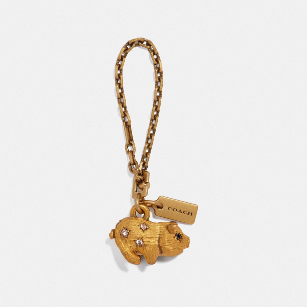 JEWELED PIG BAG CHARM - F39404 - B4/BRASS