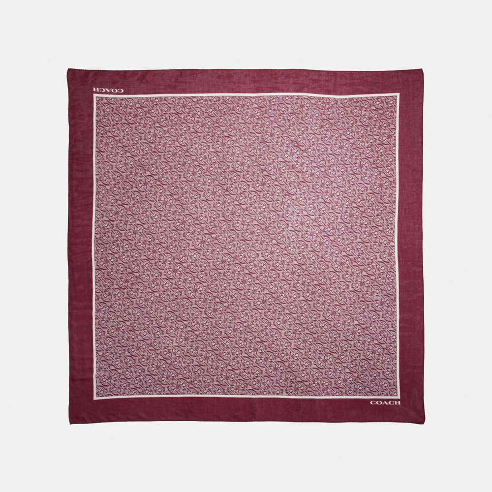 SIGNATURE CHAIN OVERSIZED SQUARE SCARF - F39417 - CLARET