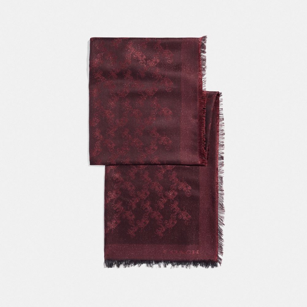 COACH F39418 Horse And Carriage Lurex Shawl OXBLOOD